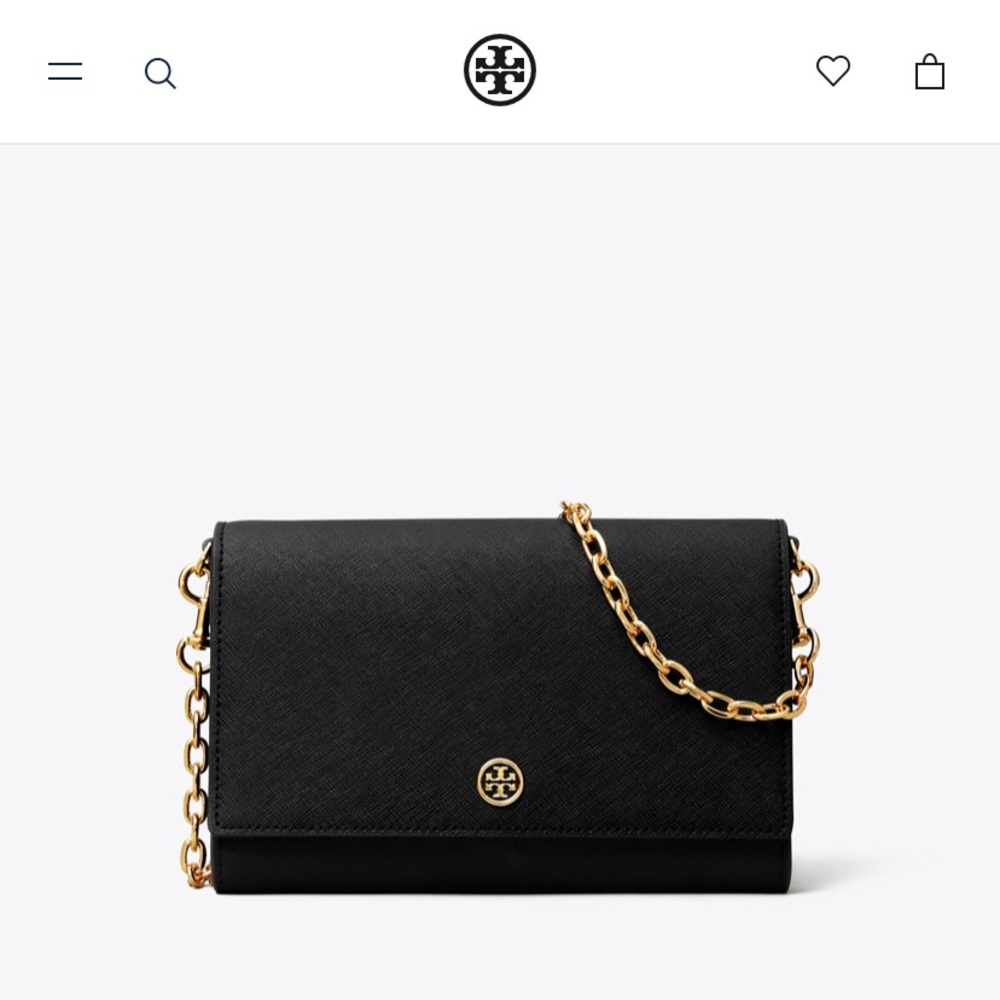 Authentic Tory Burch Robinson Chain Wallet in Black